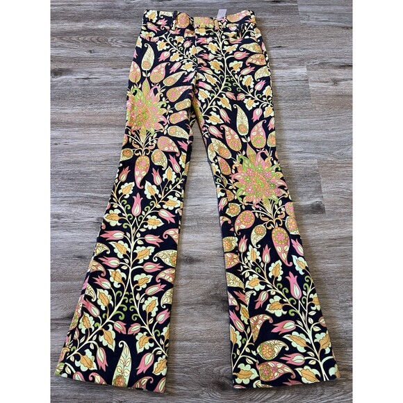 Zara 70s Multicolored Groove Flare Paisley Printed Pant Size S - Picture 2 of 9